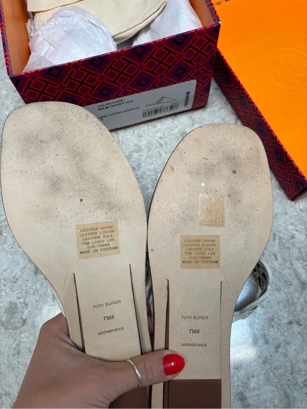 Tory Burch White Leather Miller Cutout Thong Sandals